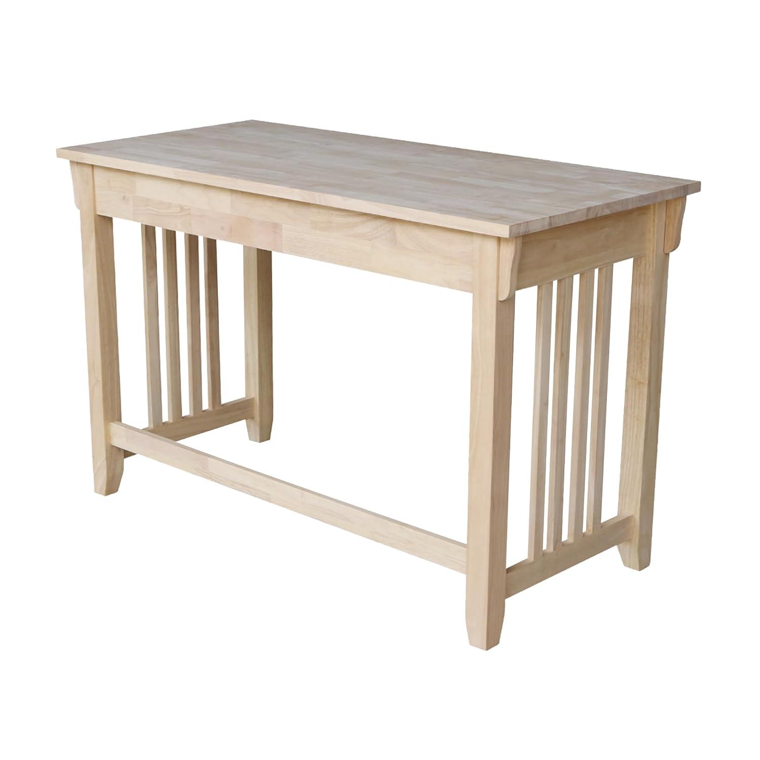 Mission Computer Desk - Unfinished - International Concepts: Hardwood Frame, 48" Writing Desk with Drawer, Adult Assembly Required