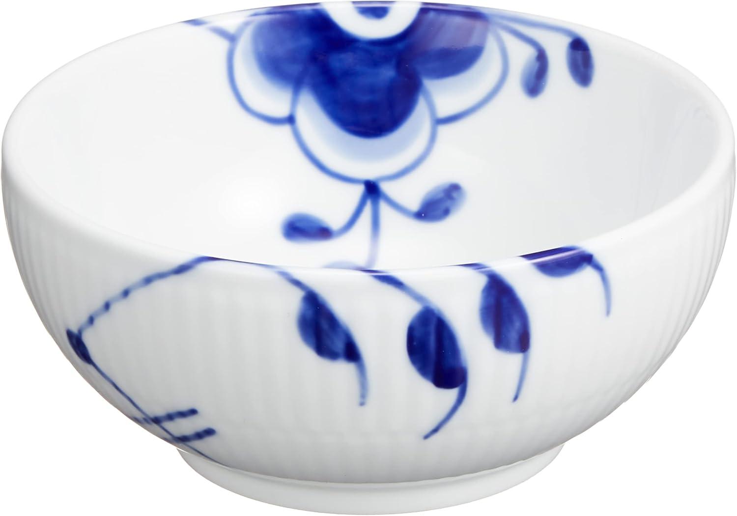 Blue Fluted Mega Hand-Painted Ceramic Fruit Serving Bowl