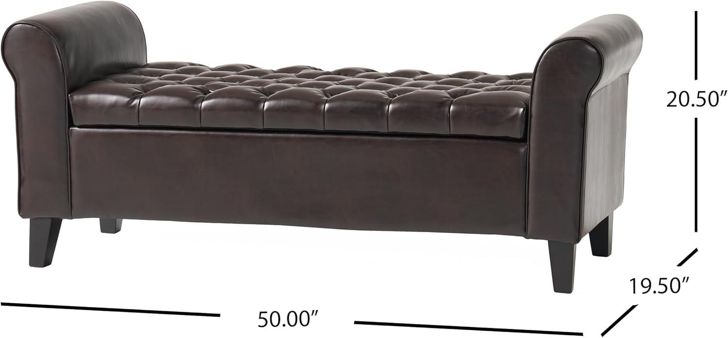 Noble House Sheffield Rectangular Lift Top Ottoman, Brown