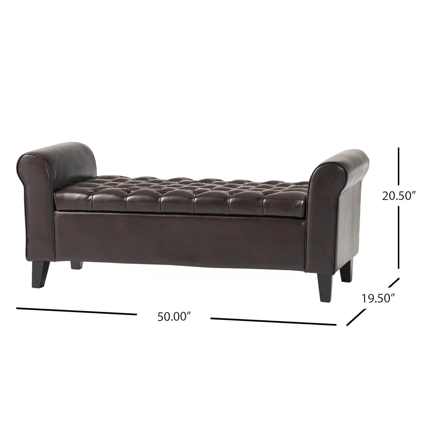 Noble House Sheffield Rectangular Lift Top Ottoman, Brown