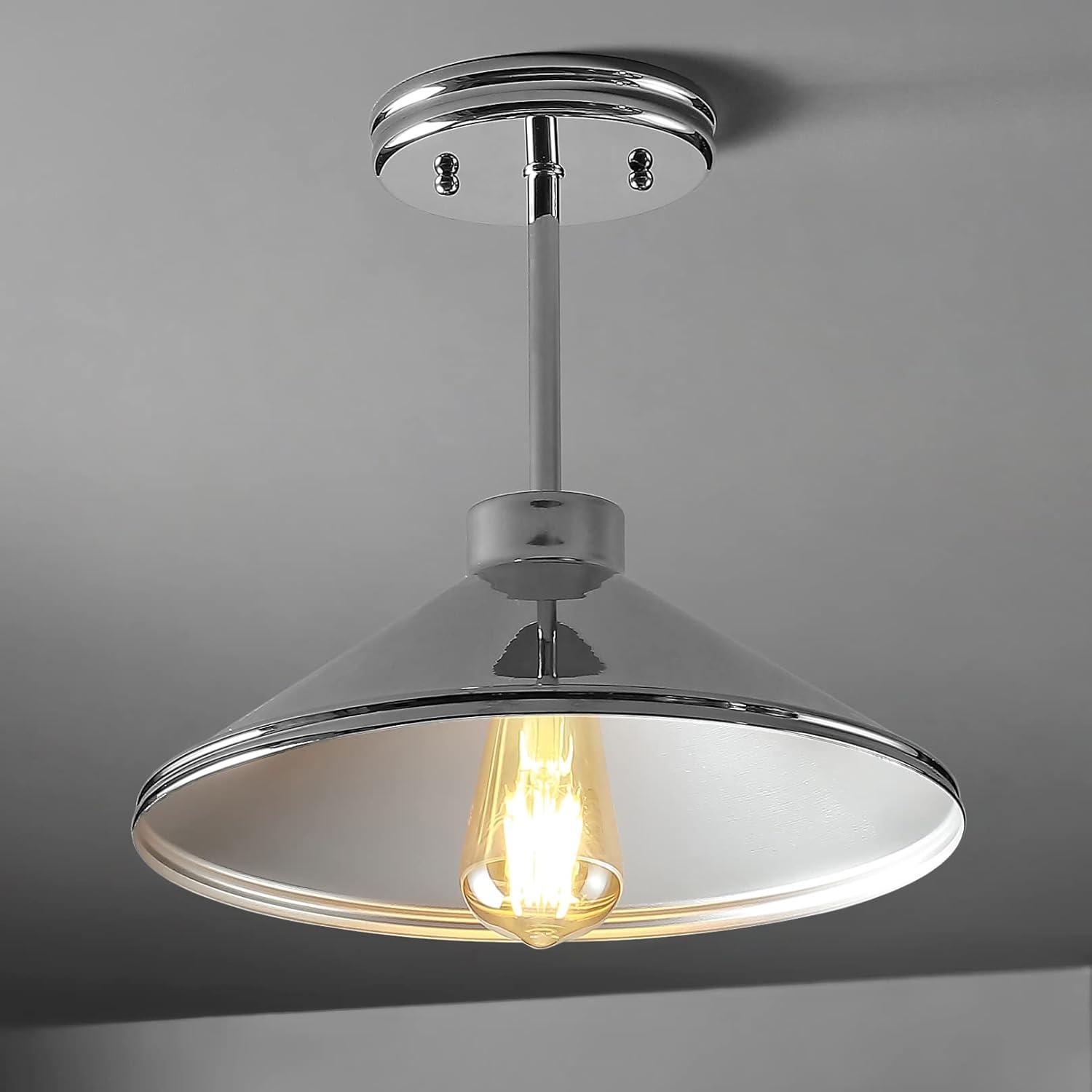 Cisco 11.75" Iron Modern Farmhouse LED Semi Flush Mount, Chrome
