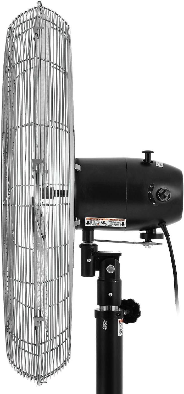 Industrial Black and Silver 30" Oscillating Pedestal Fan with Adjustable Height