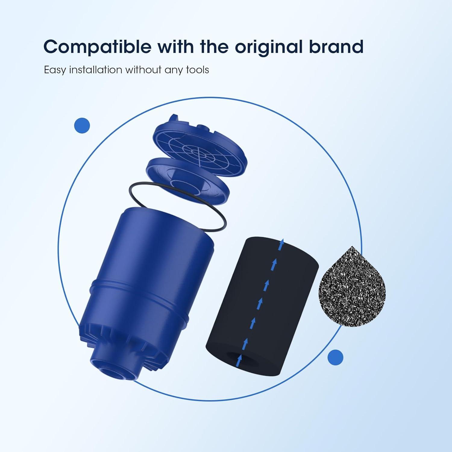 Brightify 6 Packs Water Faucet Replacements for Pur Filter RF-3375, RF-9999, Faucet Water Filter Replacements for FM-2500, FM-3700, FM-2000B, PFM150W, PFM350V, PFM400H, FM 3333B, Pur-0A1, Blue