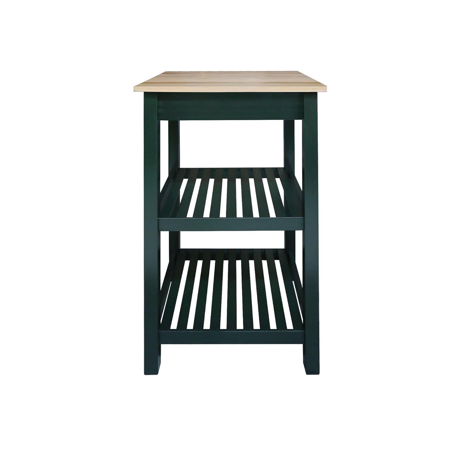 Sunrise Kitchen Island with Solid Wood Top, Hunter Green