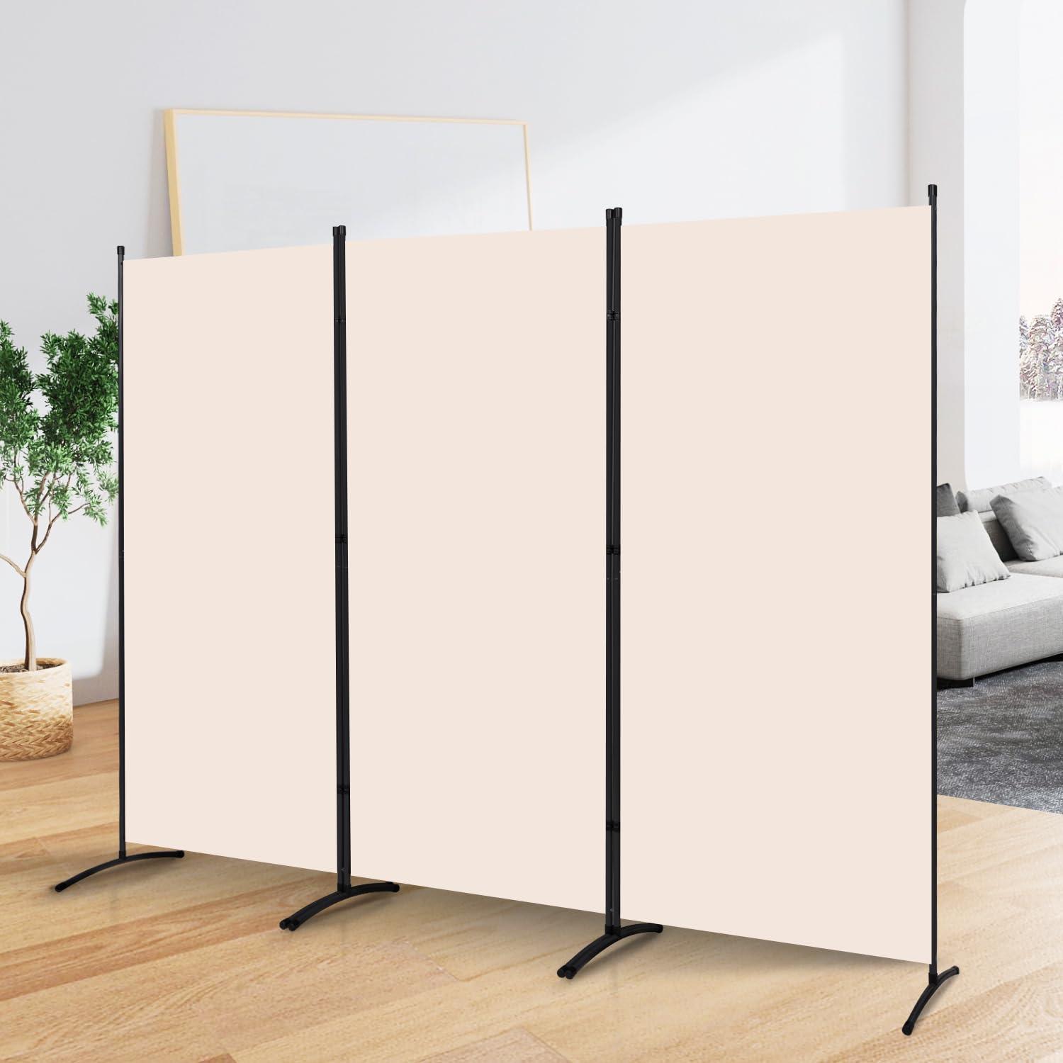 JVVMNJLK Indoor Room Divider,Portable Office Divider,Convenient Movable(3-Panel),Folding Partition Privacy Screen for Bedroom,Dining Room, Study,102" W x 19.7" D x 71.3" H,Dark Gray