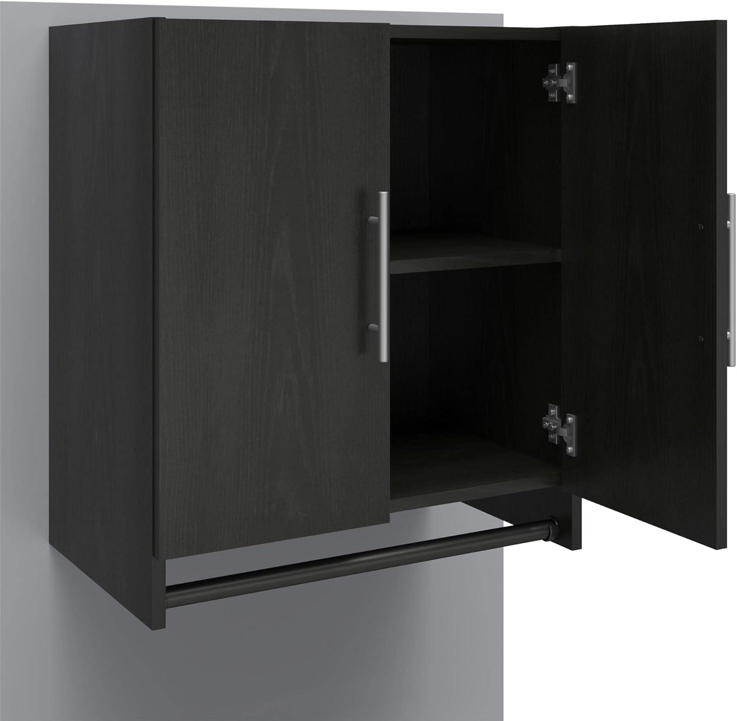 Camberly Black Oak Wall-Mounted Cabinet with Hanging Rod