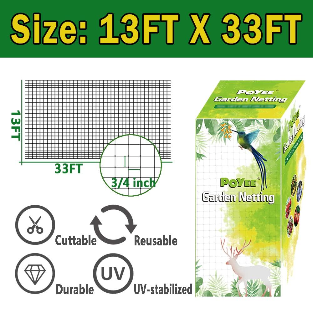Bird Netting, 13x33FT Garden Netting for Fruit Trees Plants Strawberry Blueberry Bush Protection Anti Birds, Deers, Squirrels and Other Animals