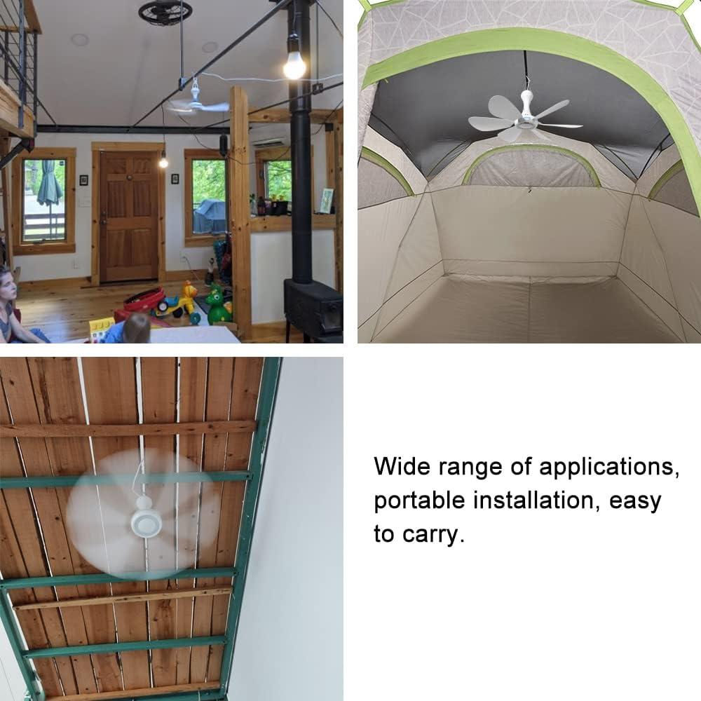 USB Mini Small Ceiling Fan quiet Camping RV Fans Emergency Portable Outdoor Hanging Gazebo Canopy Dorm Fans Silent For Tent,Hiking,Outages Home Room with Remote Battery operated,Power Bank powered