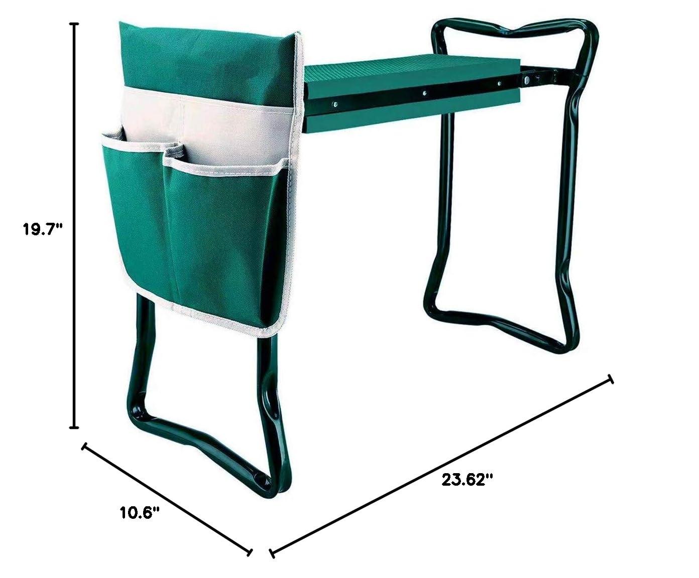 Garden Kneeler and Seat,with 2 Tool Bags Pouches and Claw Gloves,Portable Lightweight Bench Thicken EVA Foam Pad Sturdy Steel Pipe Practical Garden Tools(Green)