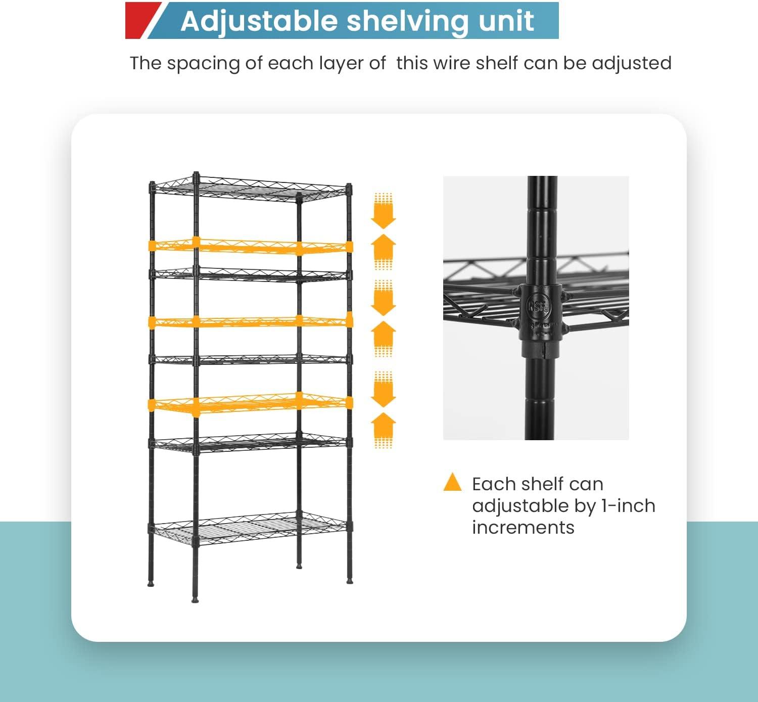 Lorelia Adjustable Wire Shelving Storage Shelves Heavy Duty Rack Unit For Kitchen Office