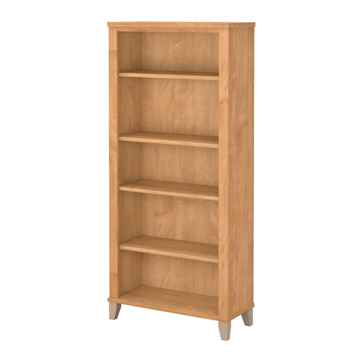 Bush Furniture Somerset 5 Shelf Tall Bookcase in Maple Cross Finish