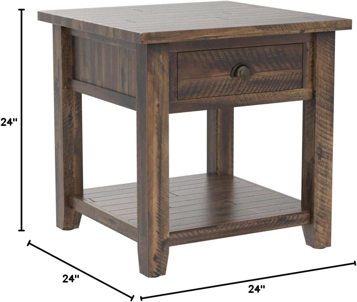 Jofran,Artisan's Craft Rustic Farmhouse Distressed Solid Wood End Table
