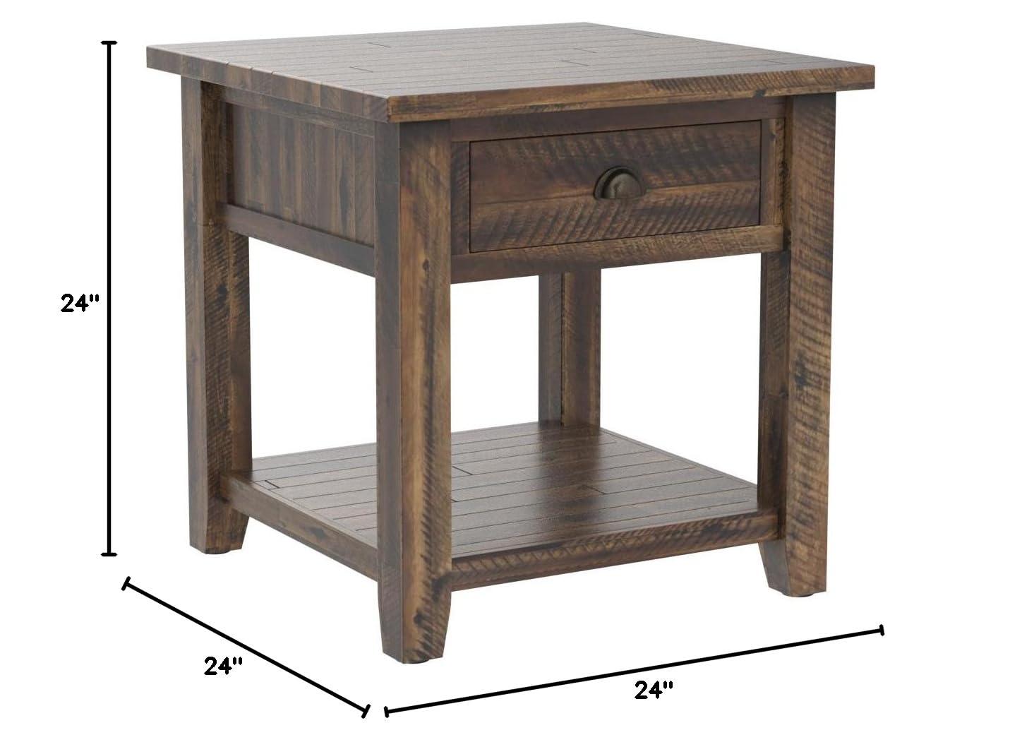 Jofran,Artisan's Craft Rustic Farmhouse Distressed Solid Wood End Table