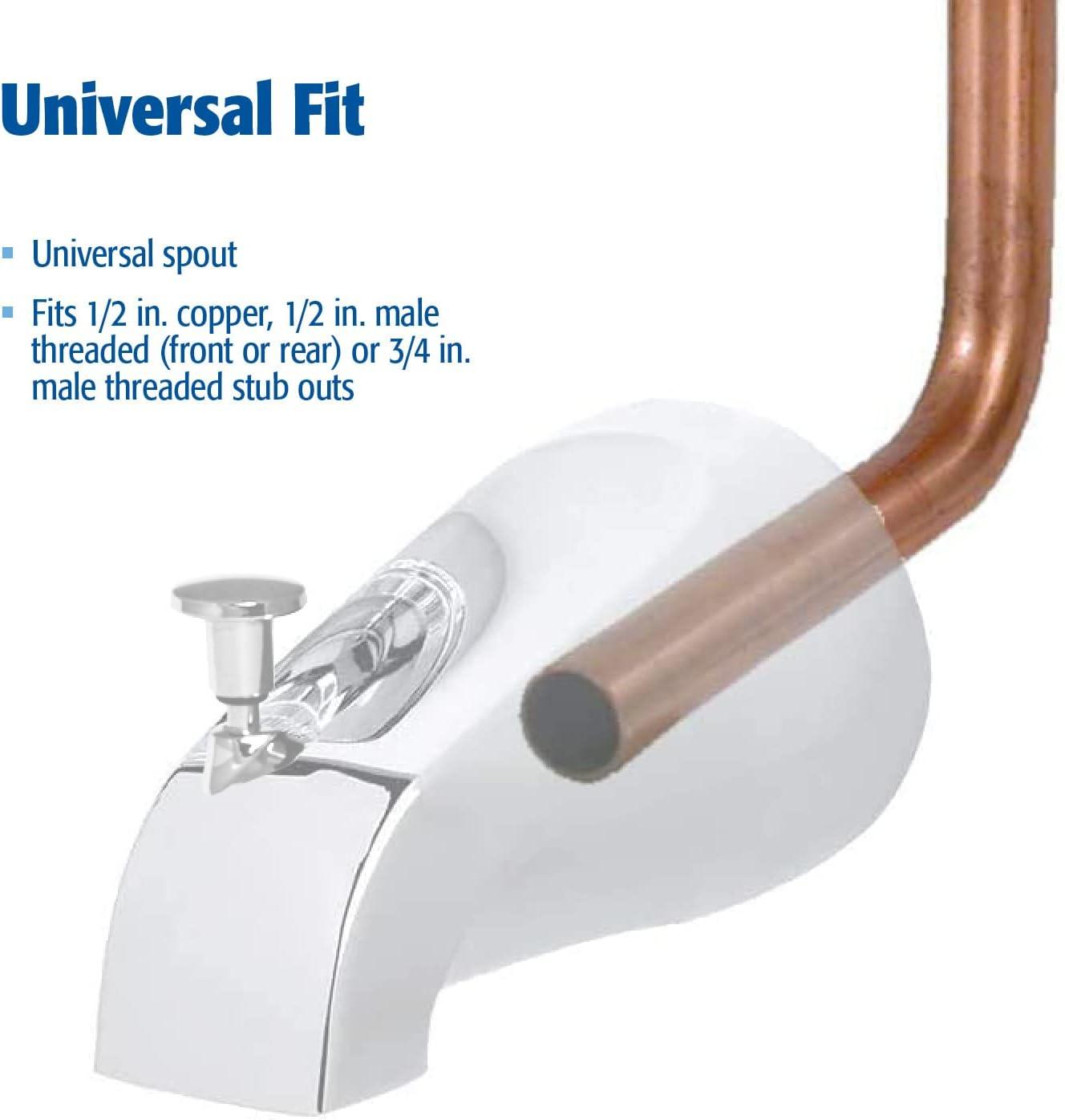 Keeney PP825-35 Universal Tub Spout with Front Diverter, Polished Chrome