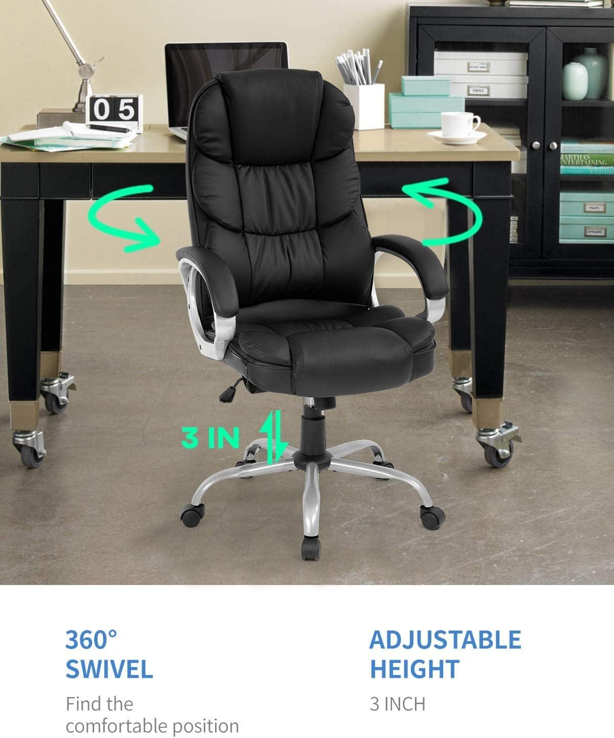 Black High Back Leather Executive Swivel Office Chair