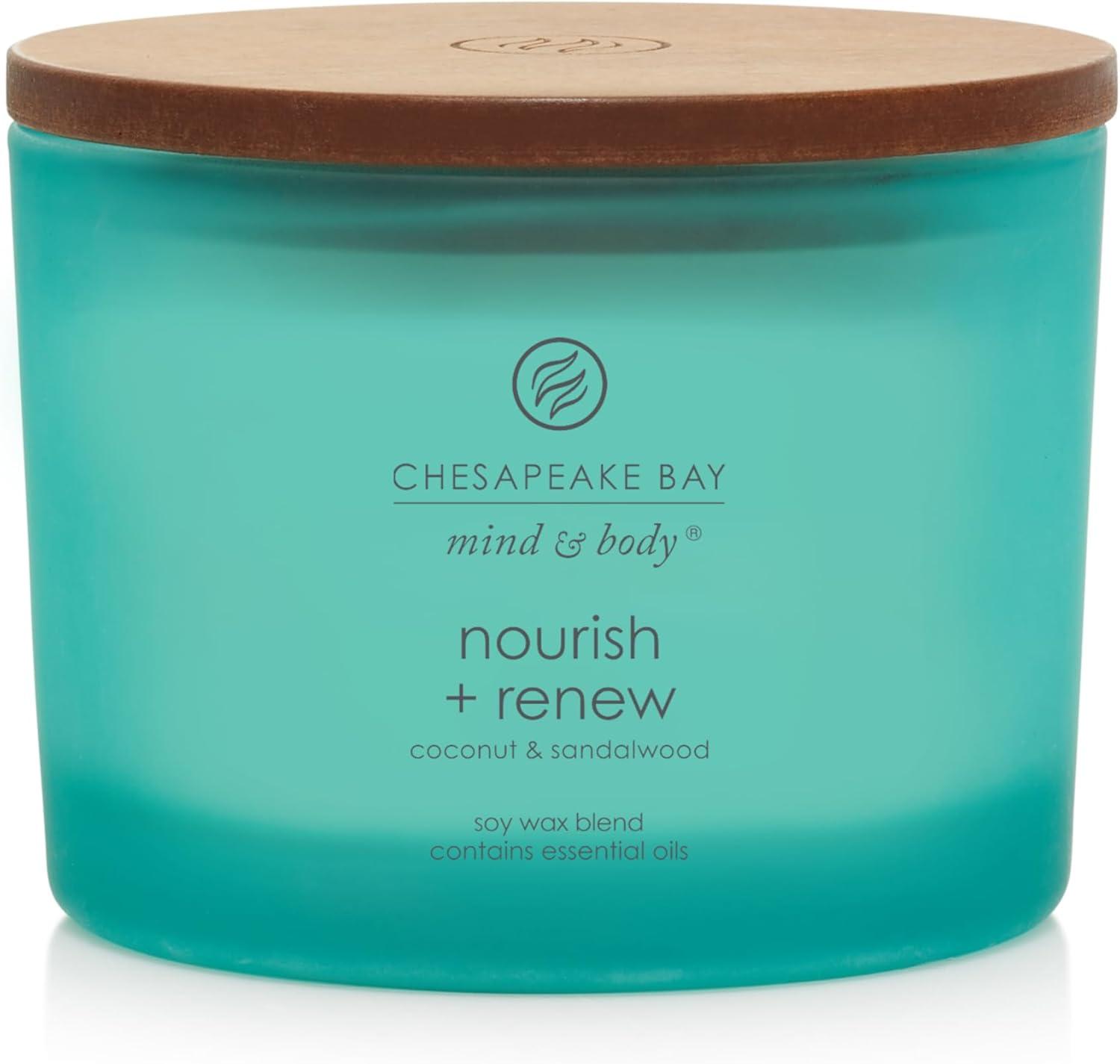 Frosted Glass Nourish + Renew Lidded Jar Candle Light Blue - Mind & Body by Chesapeake Bay Candle