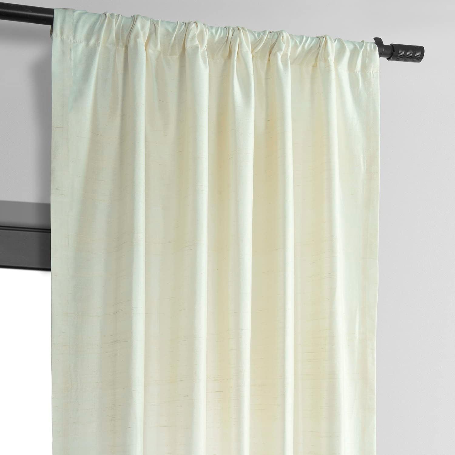 Pearl White Faux Silk Room-Darkening Curtain Panel 50" x 96"