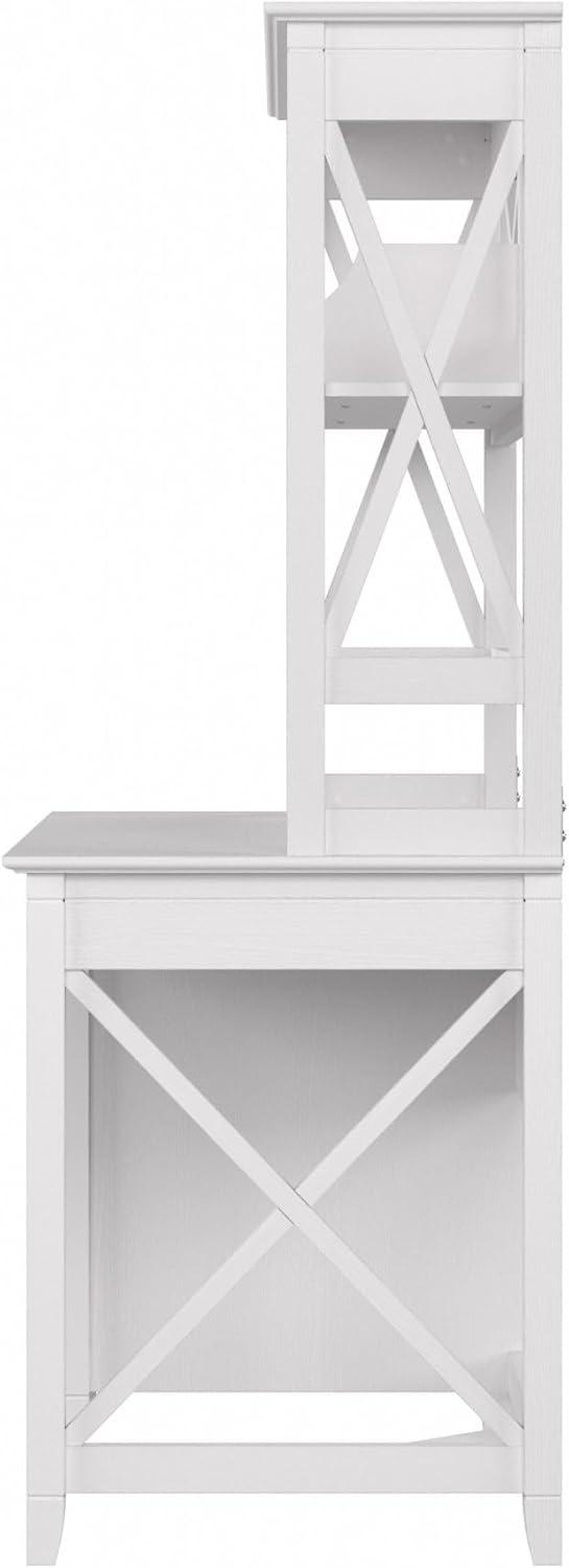 Key West 48W Small Computer Desk with Hutch in Pure White Oak - Engineered Wood