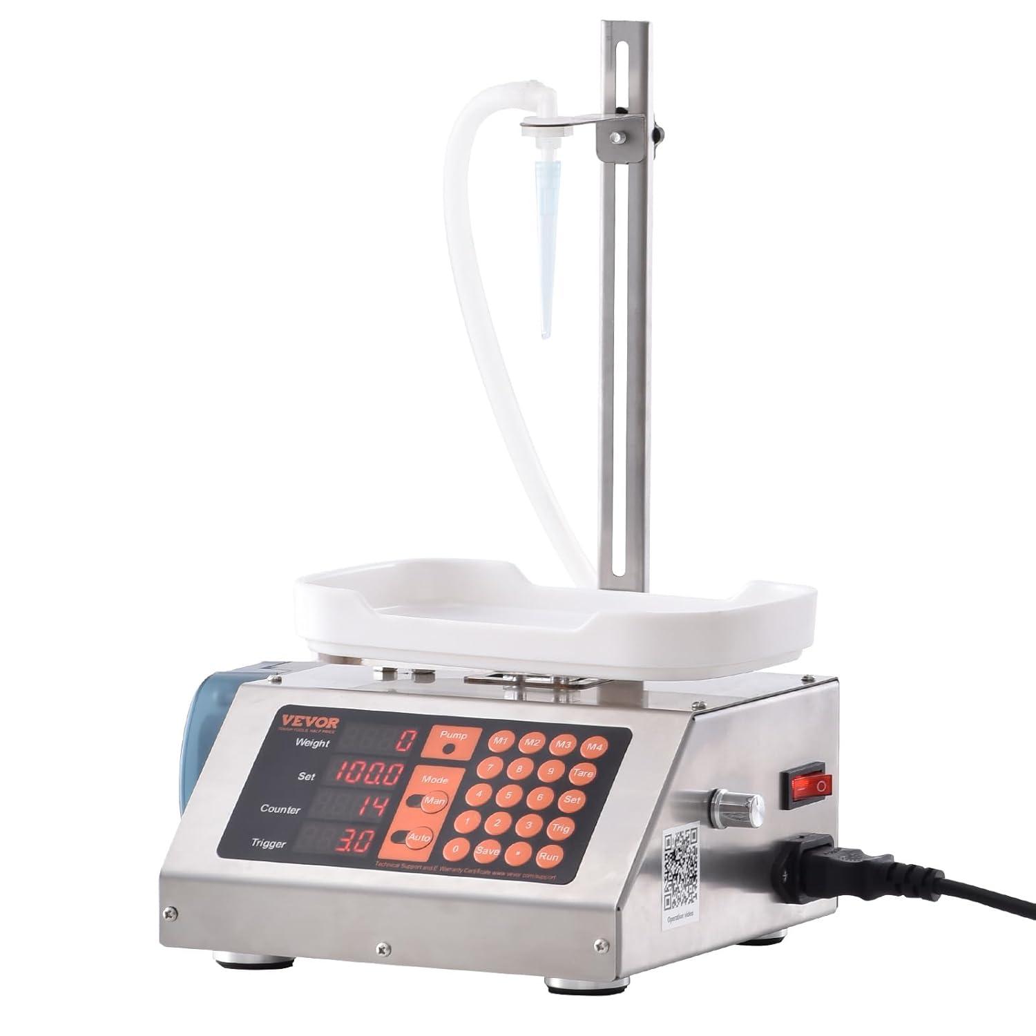 VEVOR Paste Liquid Filling Machine 5-300g,1L/min Flow Rate, Peristaltic Pump Digital Control Automatic Weighing Bottle Filling Machine for Soy Sauce, Drink, Vinegar, Milk, Alcohol,Low Viscous Liquids