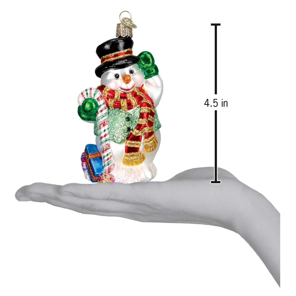 Old World Christmas Candy Cane Snowman Glass Blown Ornament
