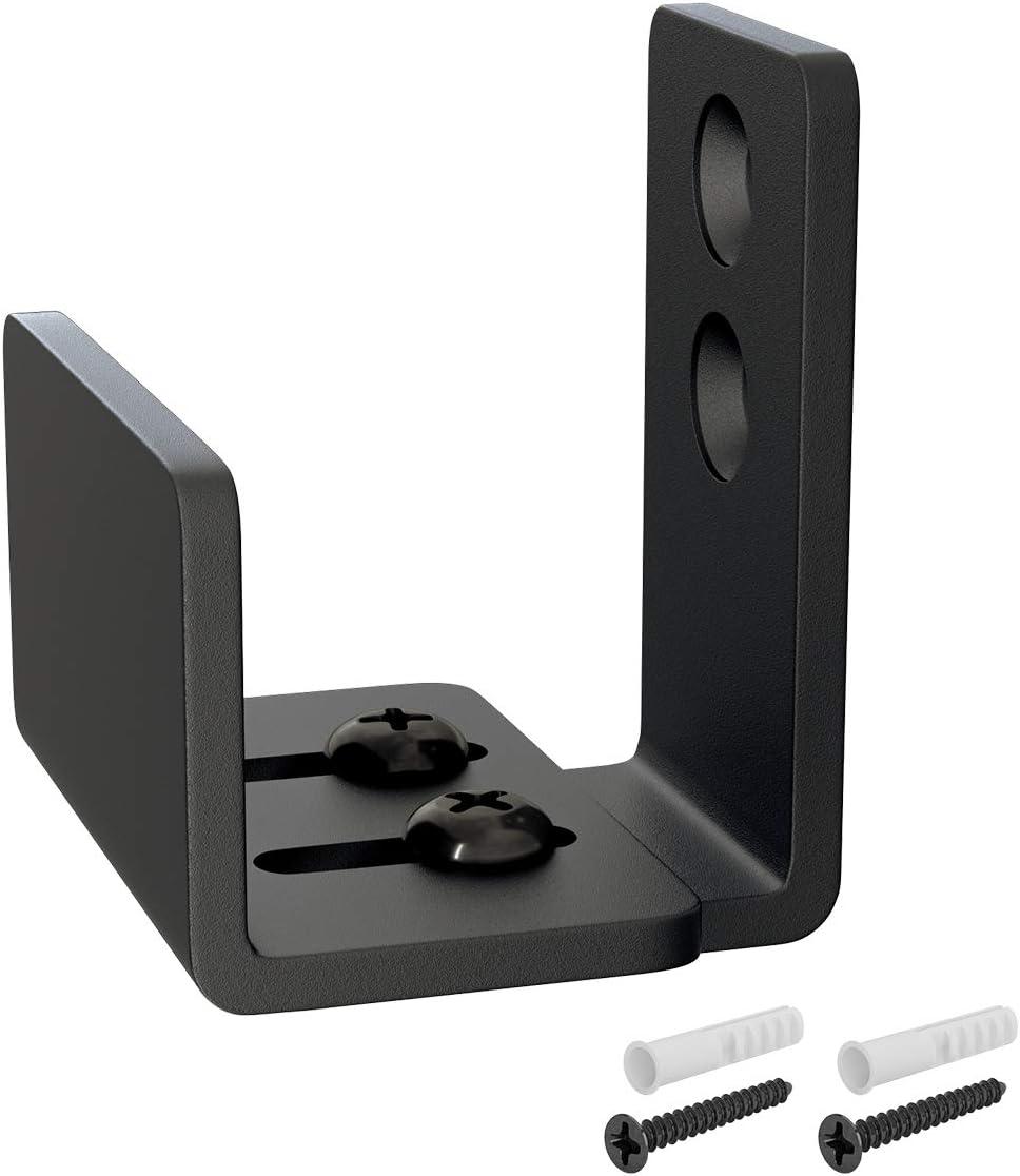 SMARTSTANDARD Adjustable U Shape Barn Door Floor Guide, Wall Mounted Flexible Flush Bottom Guide, Sturdy Steel Material, Black