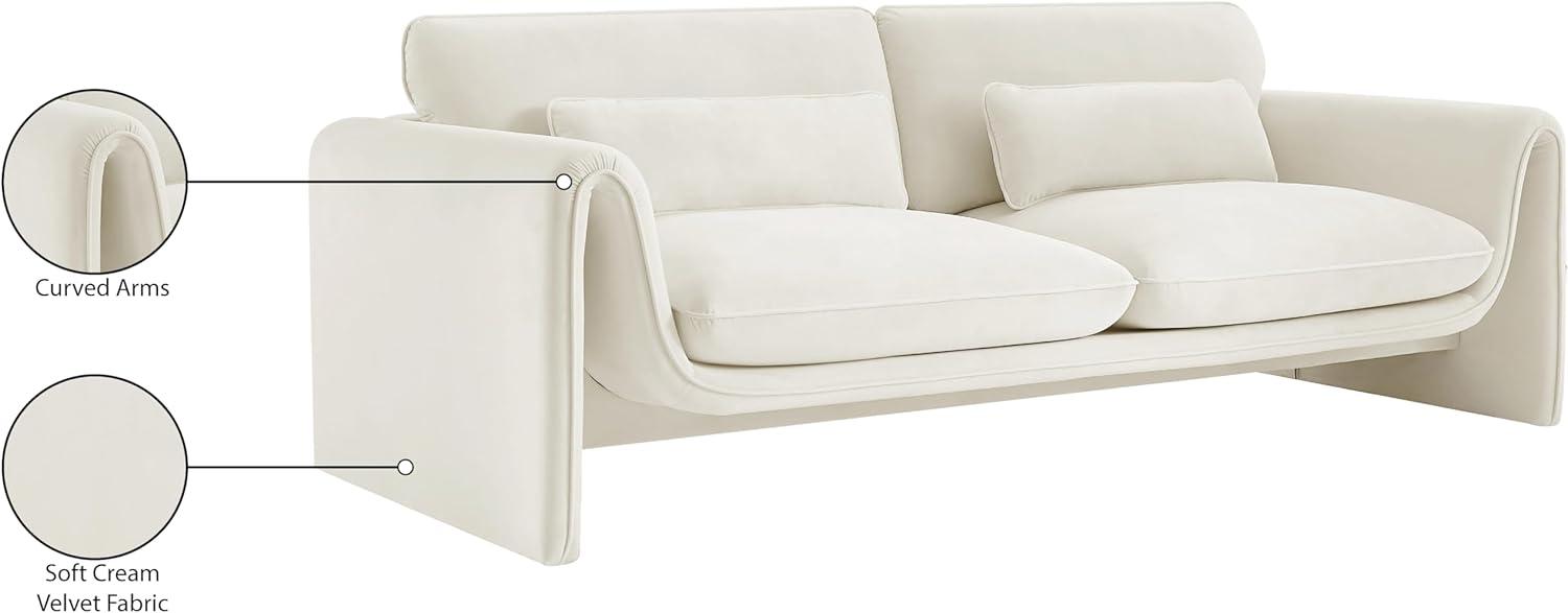 Meridian Furniture Sloan Cream Velvet Fabric Sofa