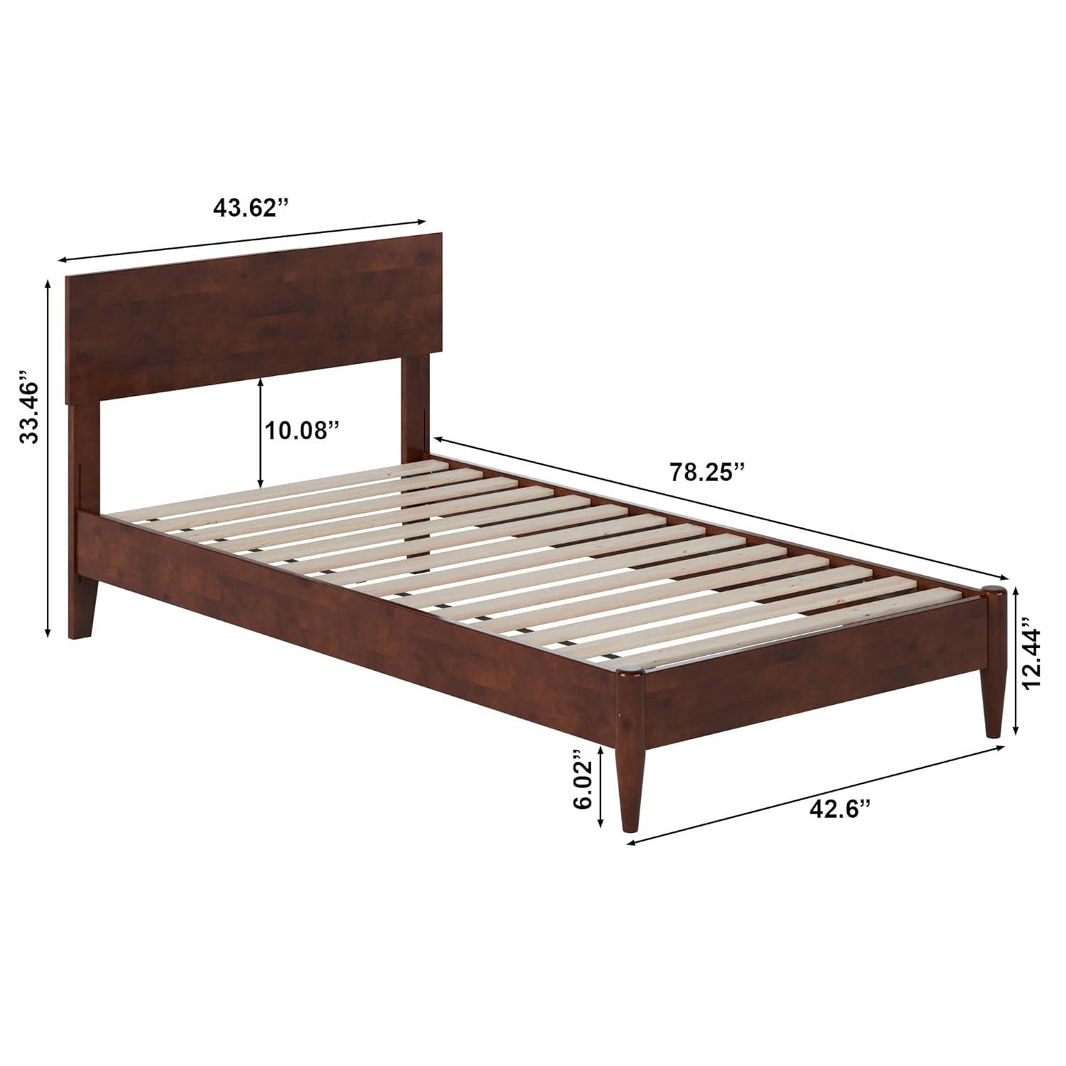 AFI Aria King Modern Solid Wood Low Profile Platform Bed, Walnut