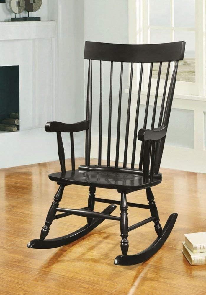 Arlo 45" Black Wooden Rocking Chair with Arms