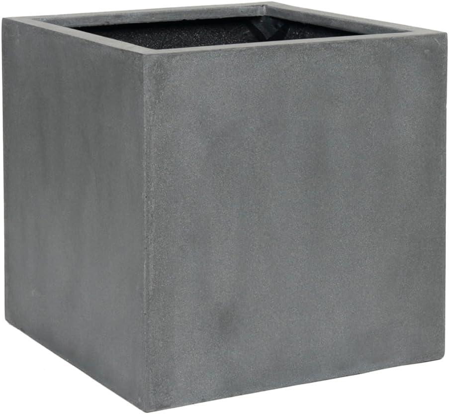 Matte Gray Fiberstone Square Cube Planter, 20"