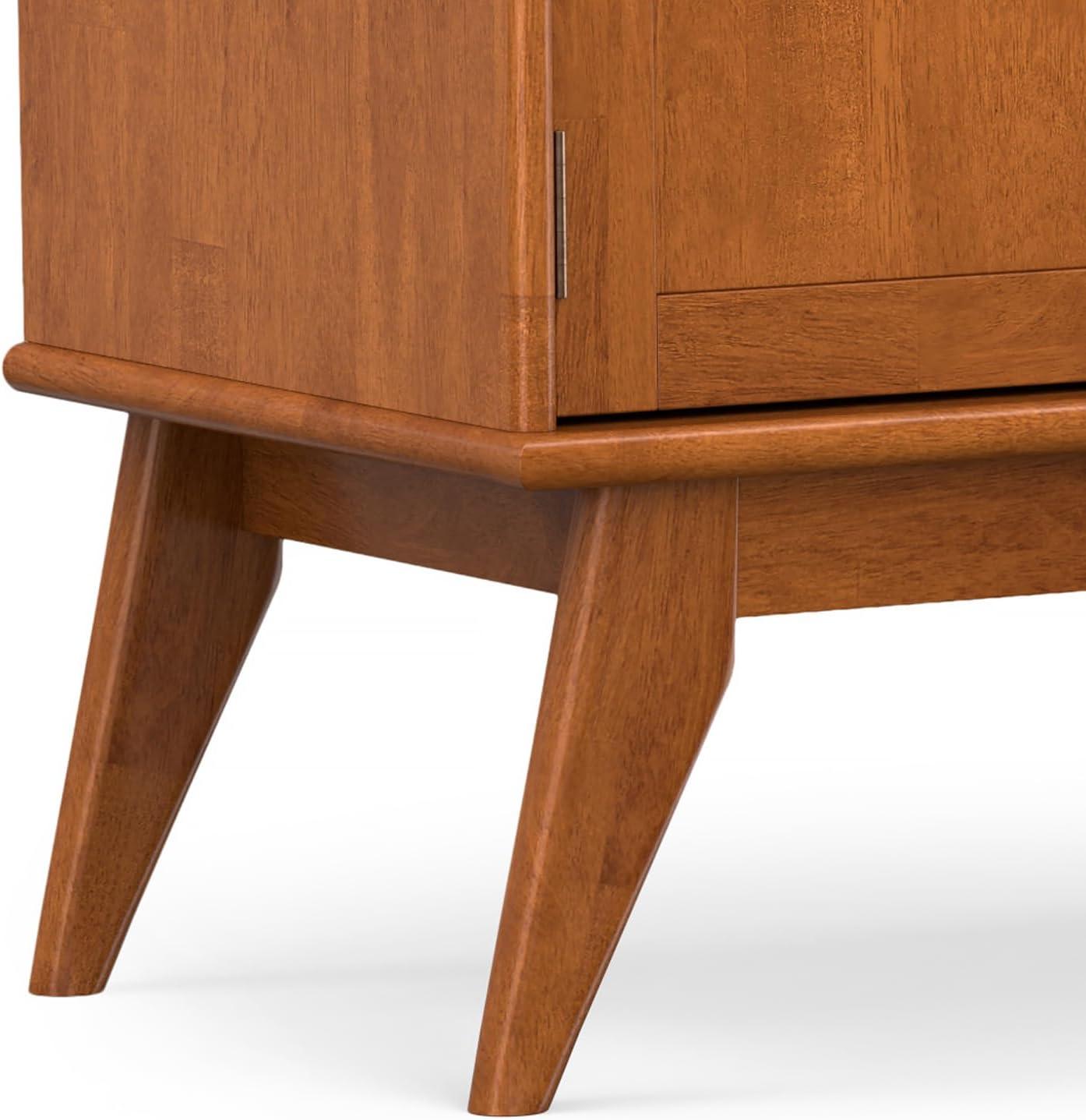 Simpli Home Draper 72"W Solid Hardwood Mid-Century Modern TV Stand for TVs up to 80" with Adjustable Shelves