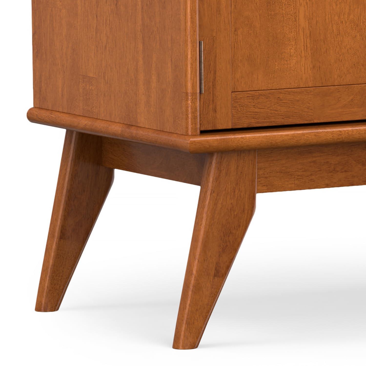 Simpli Home Draper 72"W Solid Hardwood Mid-Century Modern TV Stand for TVs up to 80" with Adjustable Shelves