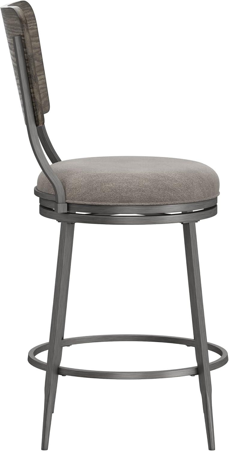 Hillsdale, Garren Metal Counter Height Swivel Stool with Wood Panel Back, Rubbed Pewter