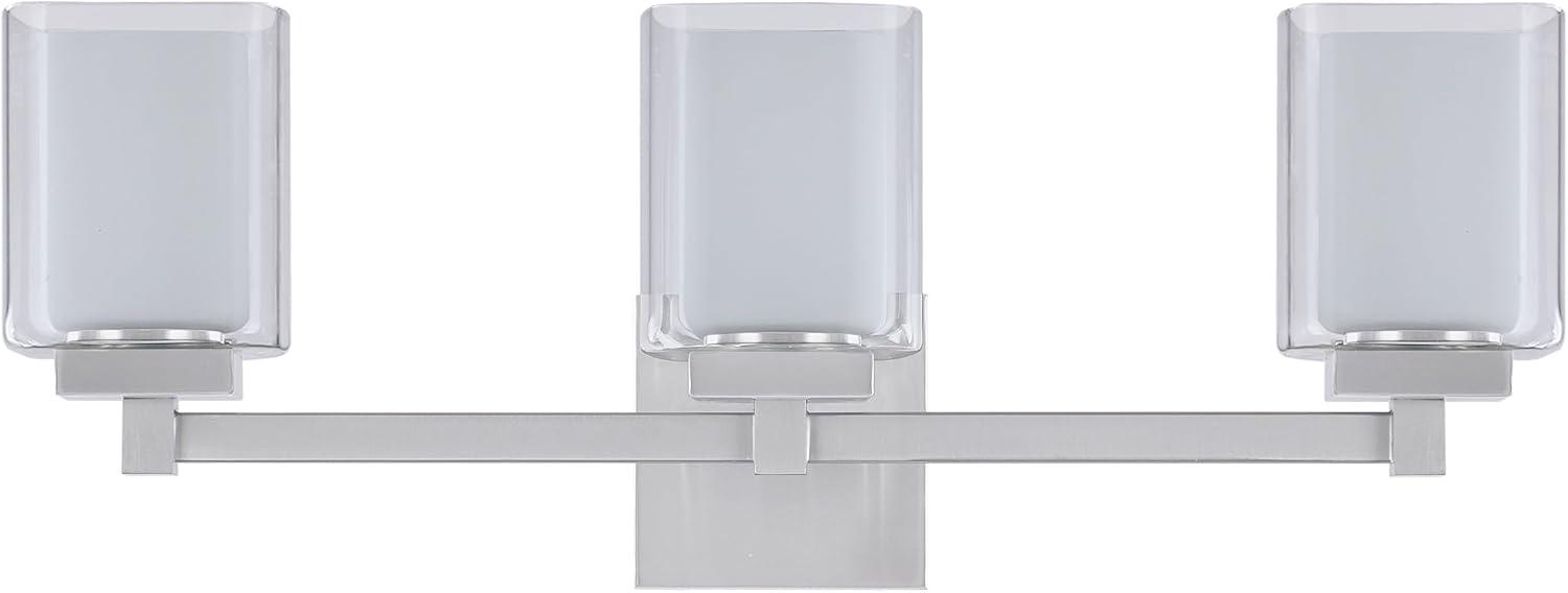 Aspen Creative 62327, Bathroom Vanity 3 Lights Fixture 24"W x 9"H x 5-3/4"E. Satin Nickel Finish, Bulb Not Included