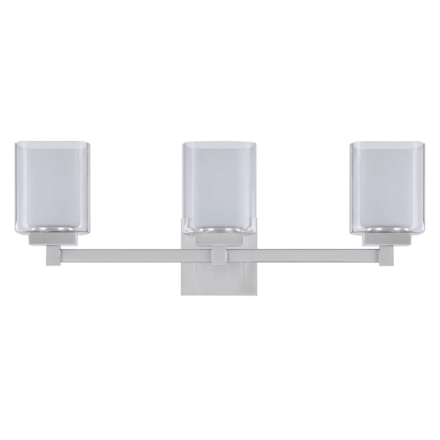 Aspen Creative 62327, Bathroom Vanity 3 Lights Fixture 24"W x 9"H x 5-3/4"E. Satin Nickel Finish, Bulb Not Included