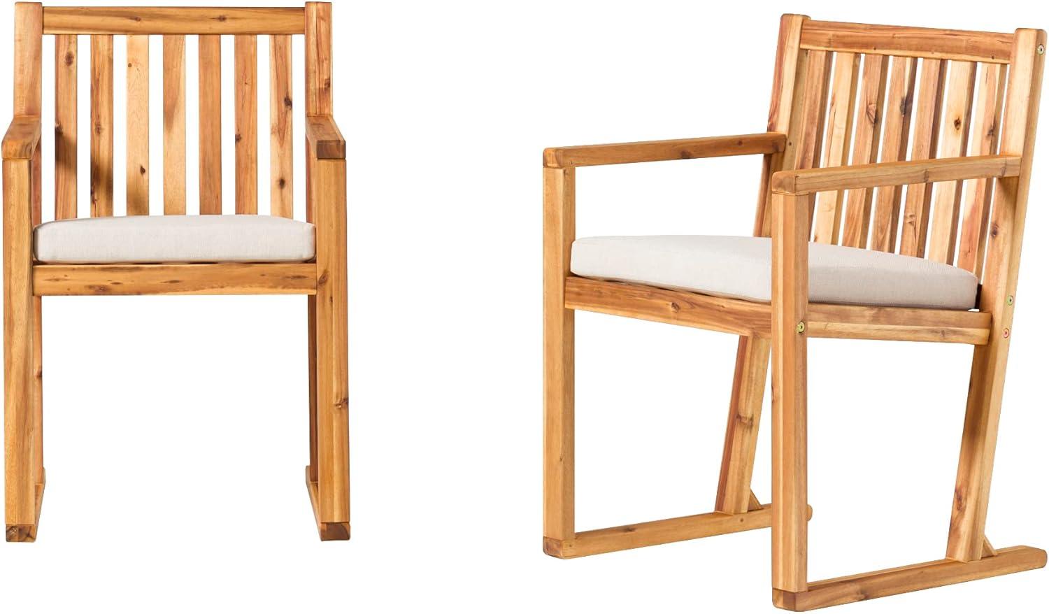 Millwood Pines Contemporary 2-Piece Solid Wood Slat-Back Patio Dining Chairs
