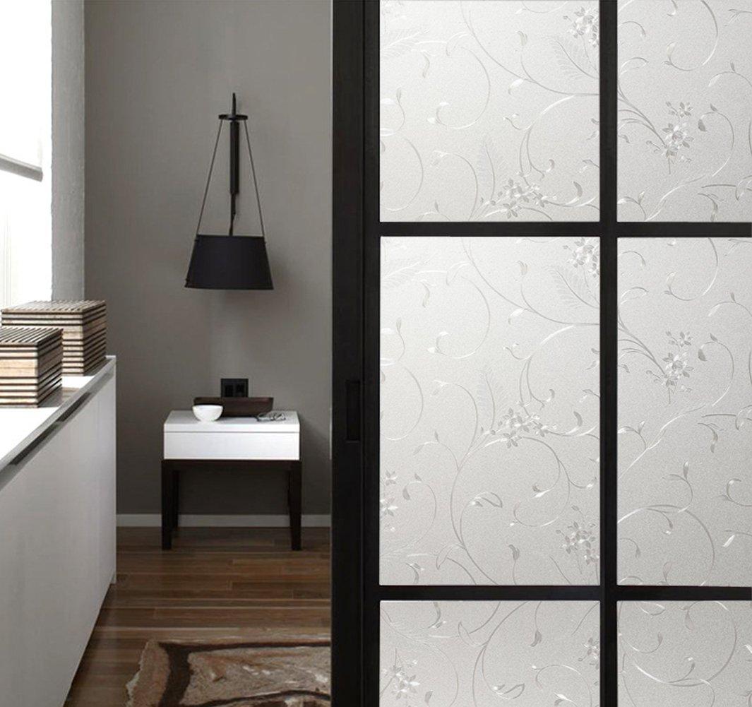 Niviy Static Cling Non-Adhesive Window Film Frosted Glass Bathroom Door Decoration Privacy Covering (17.7"x 78.7")