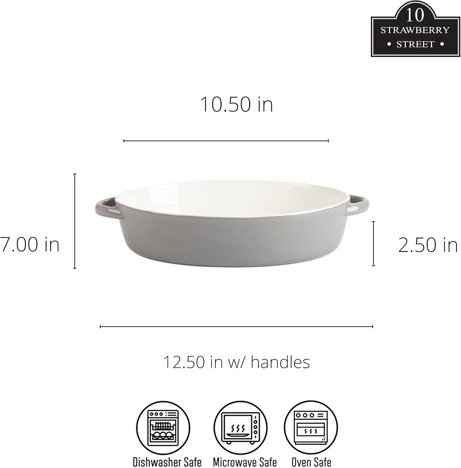 Gray Oval Stoneware Bakeware Set with Handles, 13" and 10.5"