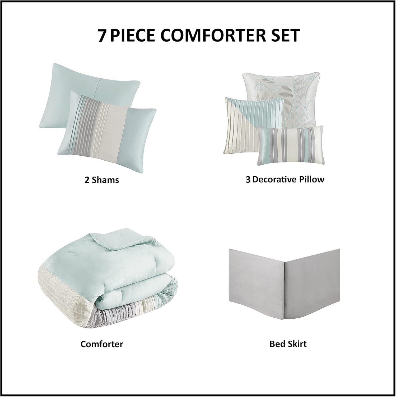 Madison Park Amherst 7 Piece Striped and Pleated Comforter Set