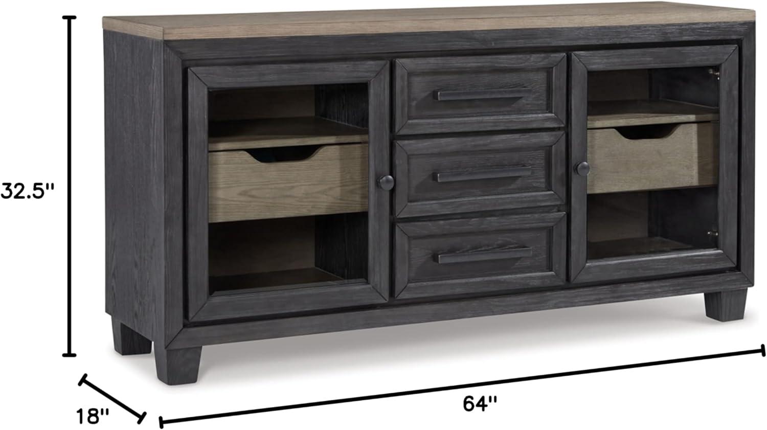 Ashley Furniture Foyland Wood Dining Server in Grayish Brown and Black