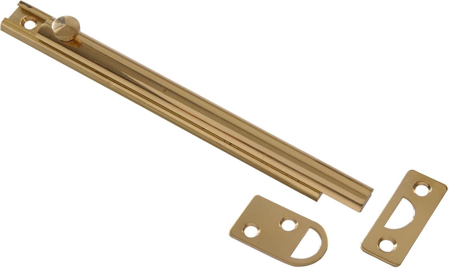 Hillman Group 853121 Carded - Surface Bolt, Solid & Brite Brass - 6 in.
