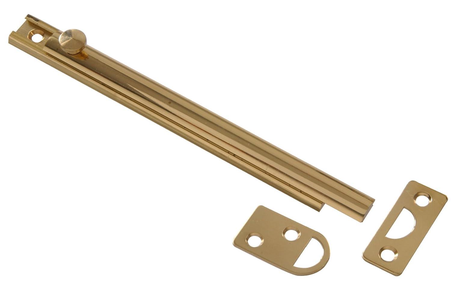 Hillman Group 853121 Carded - Surface Bolt, Solid & Brite Brass - 6 in.