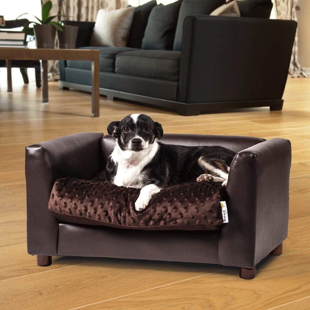 Small Orthopedic Chocolate Leatherette Dog Sofa Bed