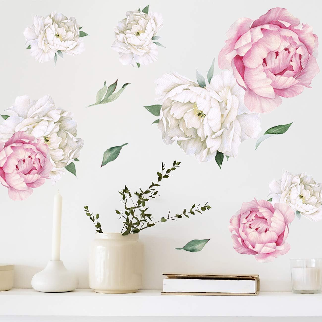 Clearance!Aijlhda Wall Stickers Decals Watercolor) Flowers And Peony Peony ( Watercolor White Decor Wall Wall Sticker