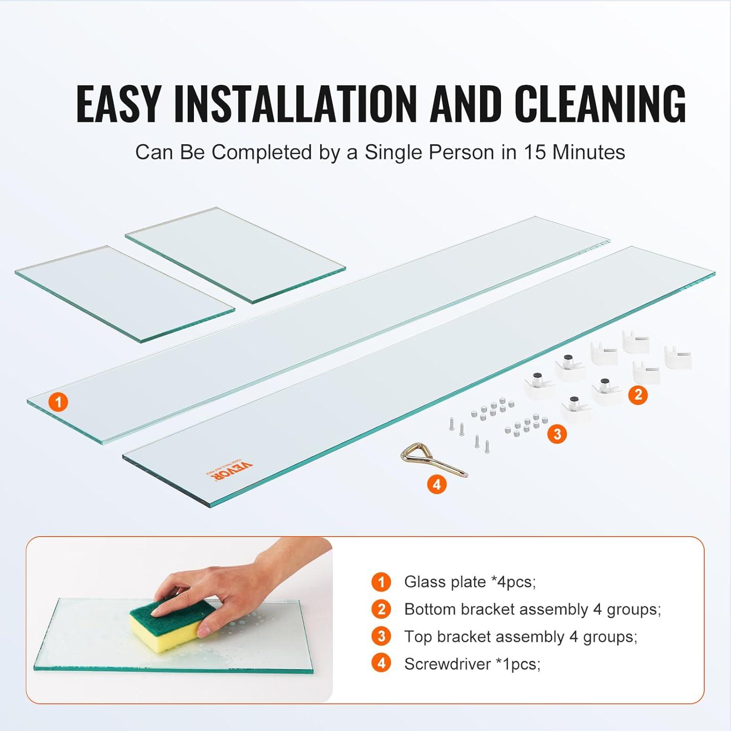 VEVOR Tempered Glass Fire Pit Accessory (Set of 4)