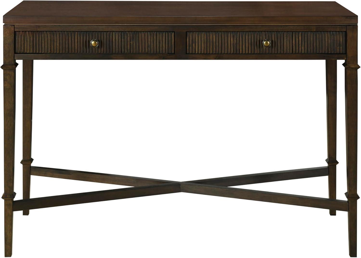 Kenna Dark Brown Wood and Metal Console Table with Storage