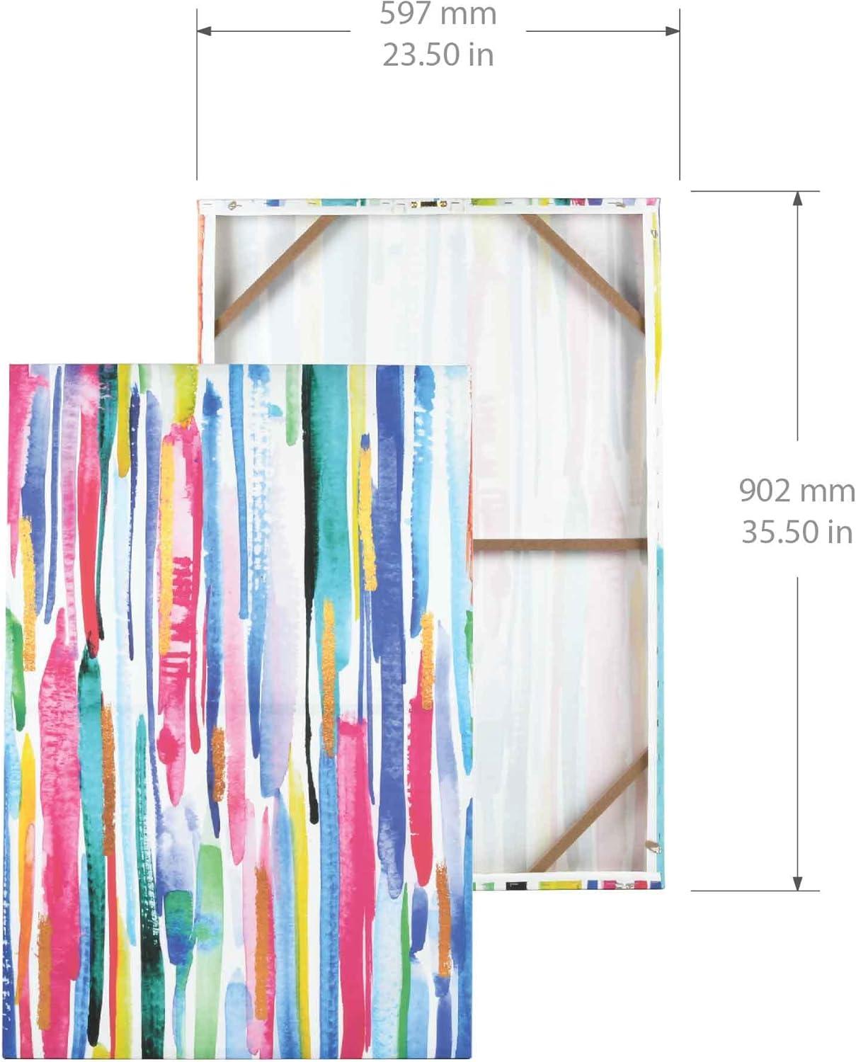 Bright Multicolor Abstract Striped Canvas Wall Art 23.5" x 35.5"