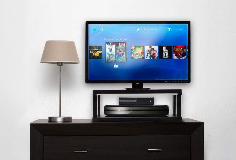 Aleratec 2-Tier Swivel TV Stand: Adjustable TV Riser for Flat Screens, Gaming Consoles and Monitors - Space-Saving Tabletop Stand for Home and Office (20.75in x 11in)