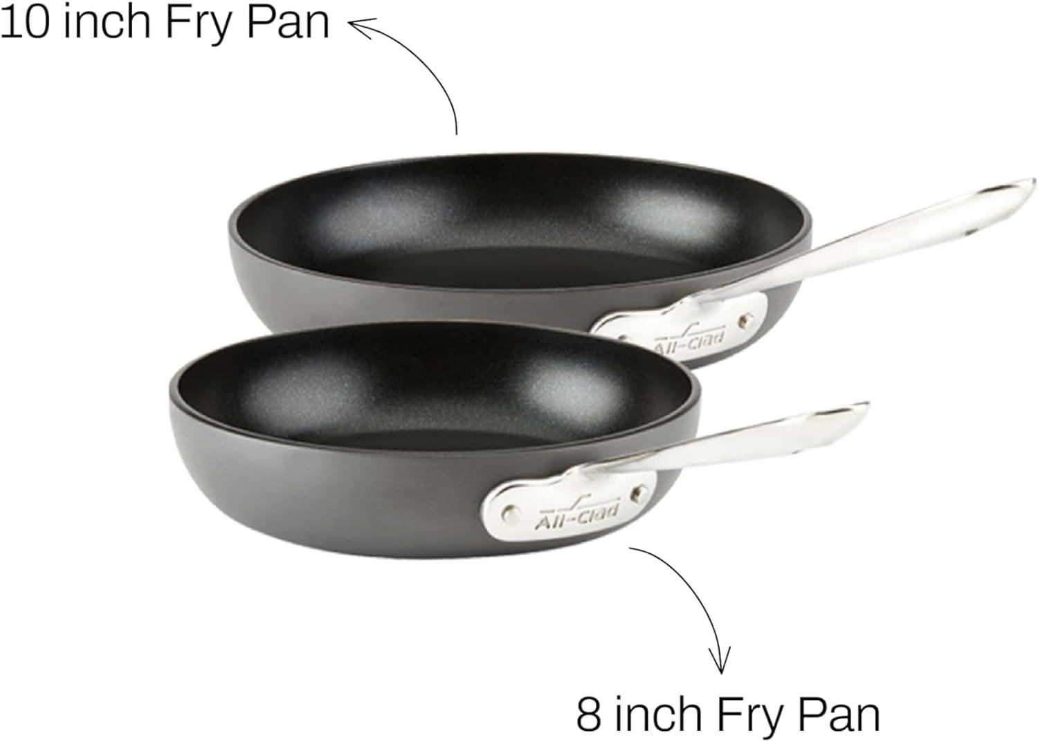 Black Aluminum Non-Stick 2-Piece Fry Pan Set