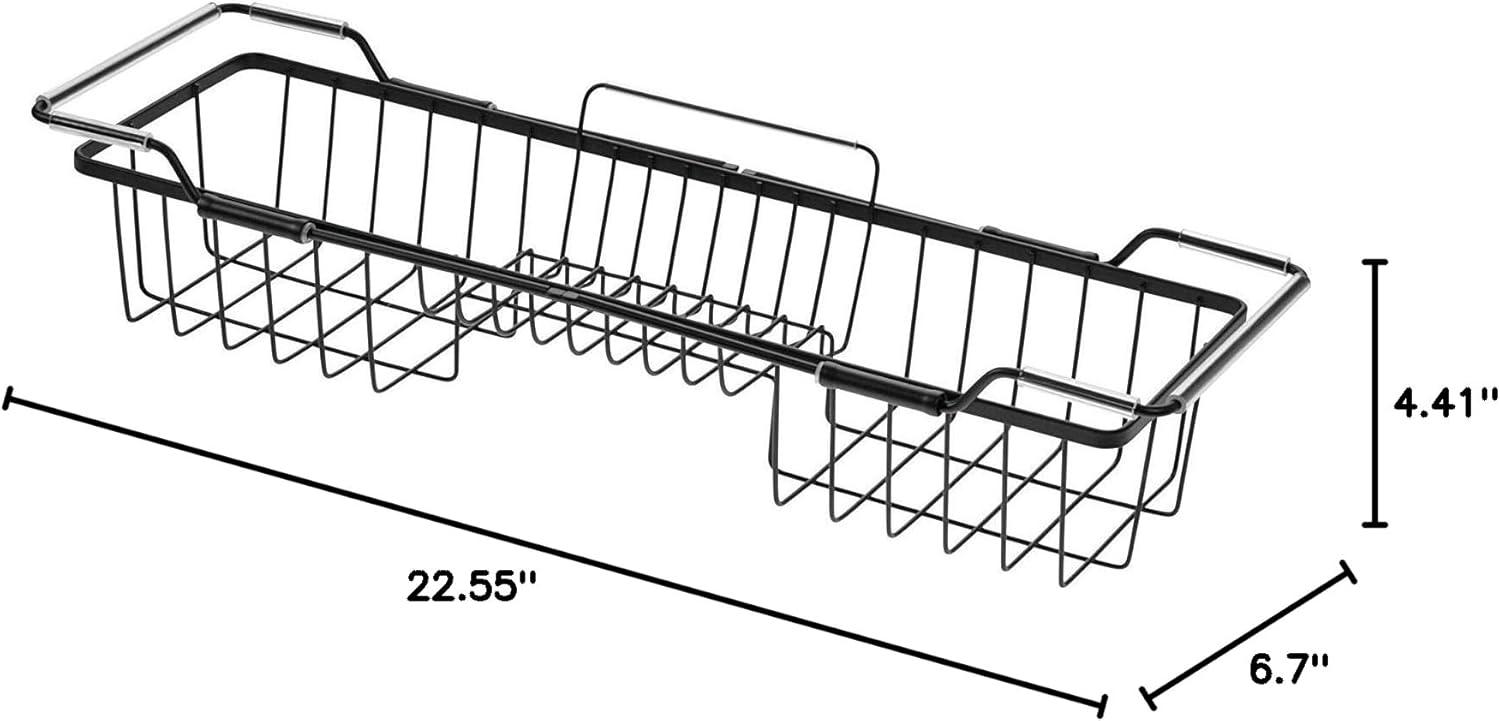 Adjustable Matte Black Metal Over Tub Caddy