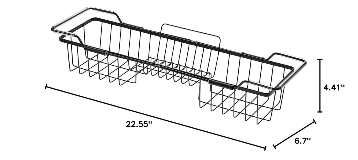 iDesign iDesign Everett Metal Adjustable Over the Tub Caddy 22.55" x 6.7" x 4.41", Matte Black